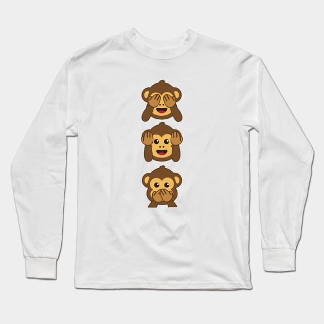 Three Wise Monkeys Shirt | Hear no evil, See no evil, Speak no evil Long Sleeve T-Shirt by teemaniac